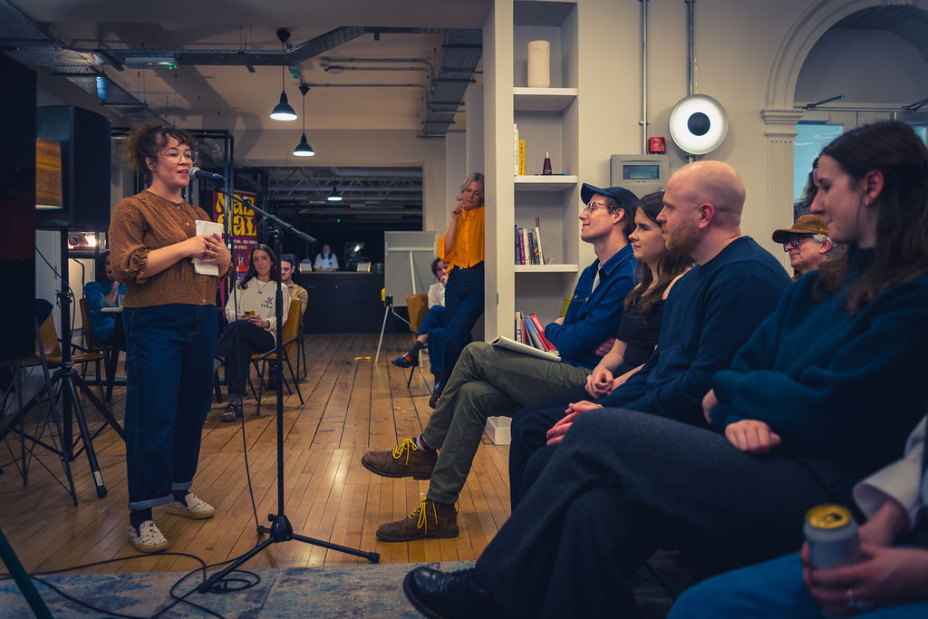 Kendra Futcher on stage at Gather Round