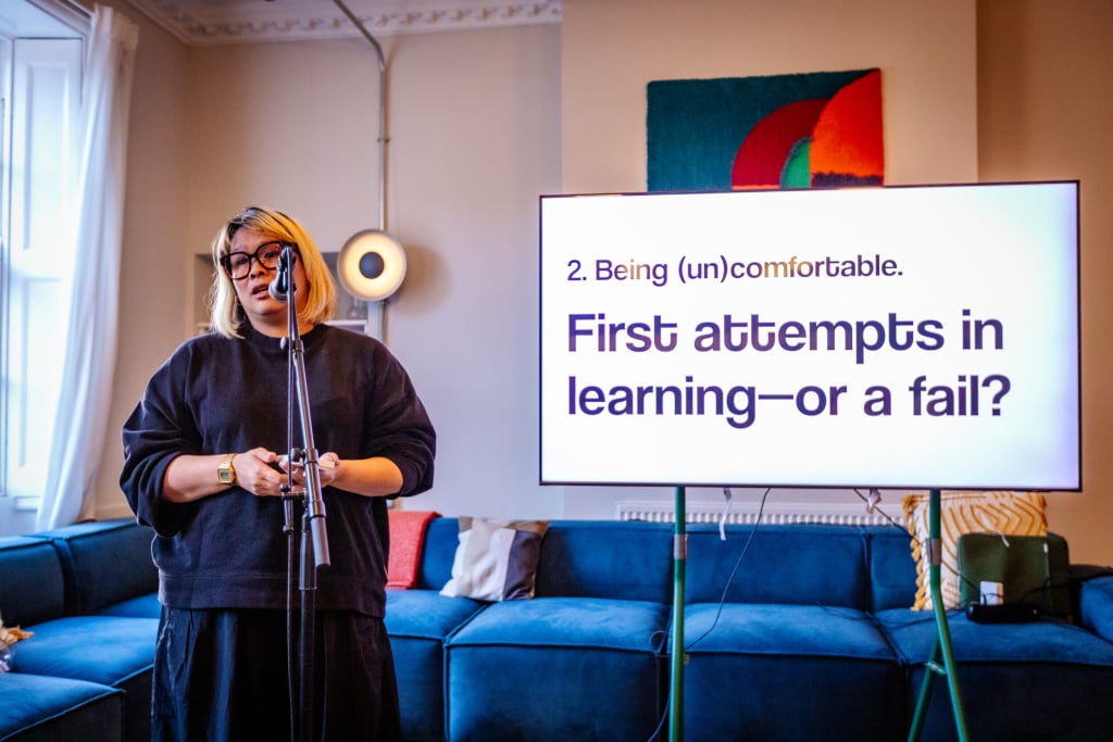 Helen Liang Presenting at Gather Round event