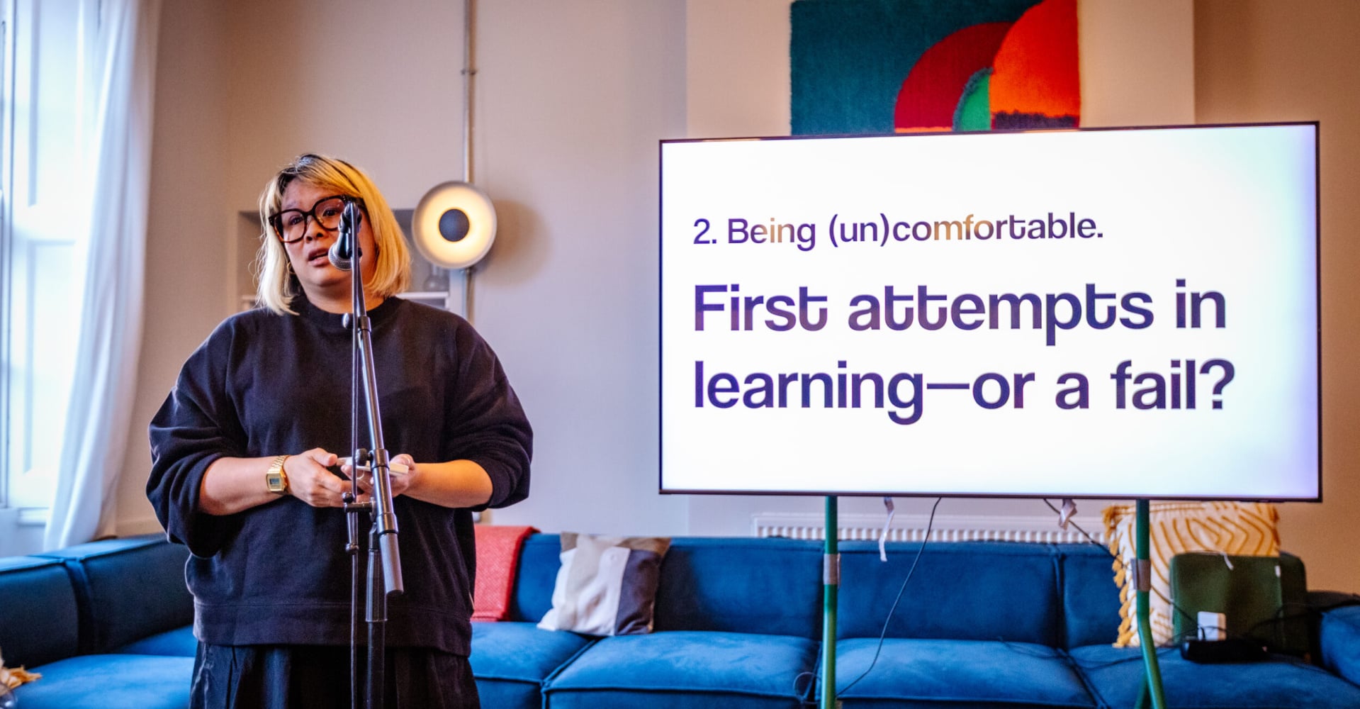 Helen Liang Presenting at Gather Round event